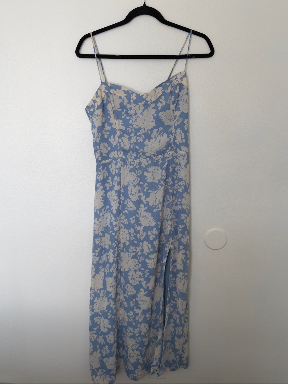 Abercrombie Light Blue Floral Slip Dress with Cream Print